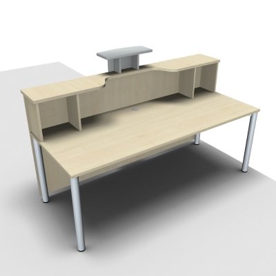 Empfangstheke Solid 200 cm Ahorn mit Designaufsatz Innenansicht