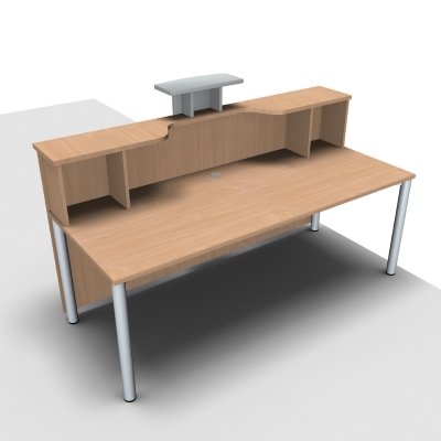 Empfangstheke Solid 200 cm Buche mit Designaufsatz Innenansicht