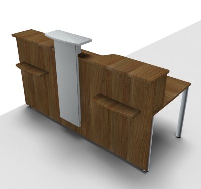 Empfangstheke Solid 200 cm Nussbaum mit Designaufsatz Innenansicht