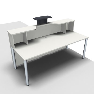 Empfangstheke Solid 200 cm Weiss mit Designaufsatz Innenansicht