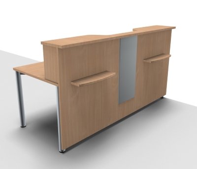 Empfangstheke Solid 200 cm mit Designblende Buche Frontansicht
