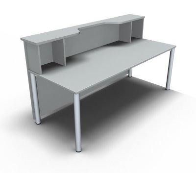 Empfangstheke Solid 200 cm mit Designblende Lichtgrau Innenansicht