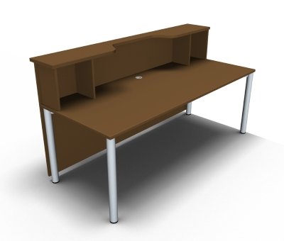 Empfangstheke Solid 200 cm mit Designblende Nussbaum Innenansicht