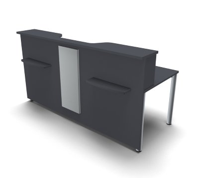 Empfangstheke Solid 200 cm mit Designblende Onyxgrau Frontansicht