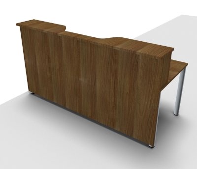 Empfangstheke Solid 200 cm mit Monitorausschnitt Nussbaum Innenansicht
