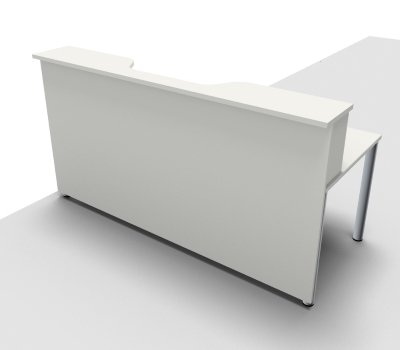 Empfangstheke Solid 200 cm mit Monitorausschnitt Weiss Frontansicht