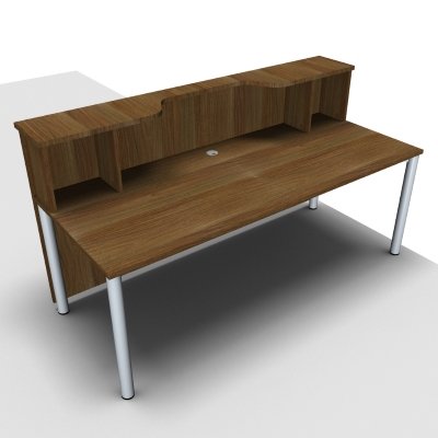 Empfangstheke Solid 200 cm mit Monitorausschnitt Nussbaum Innenansicht