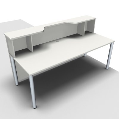 Empfangstheke Solid 200 cm mit Monitorausschnitt weiß Innenansicht