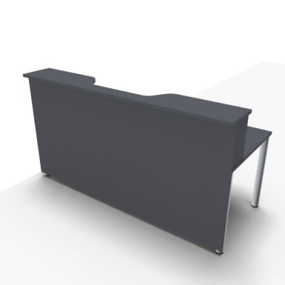 Empfangstheke Solid 200 cm mit Monitorausschnitt onyxgrau Frontansicht