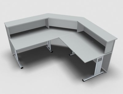Empfanstheke Solid 200 x 200 cm Kombinatino 1 Lichtgrau Innenansicht