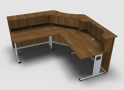 Empfangstheke Solid 200 x 200 cm Kombination 2 Nussbaum Innenansicht