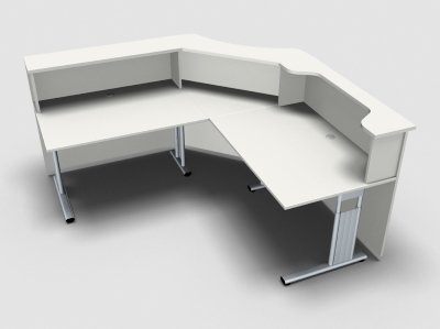 Empfangstheke Solid 200 x 200 cm Kombination 2 Weiss Innenansicht