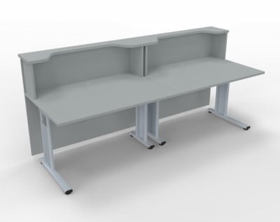 Empfangstheke Solid 240cm K2 Lichtgrau Innenansicht