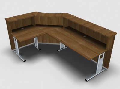 Empfanstheke Solid 240 x 160 cm Nussbaum Innenansicht