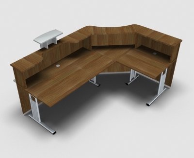 Empfangstheke Solid 240 x 160 cm K2 Nussbaum Innenansicht