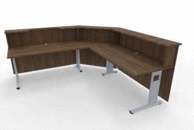 Empfangstheke Solid Winkeltheke 240x240 cm K3 Nussbaum Innenansicht