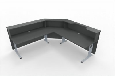 Empfangstheke Solid Winkeltheke 240x240 cm K3 Onyx-Grau Innenansicht