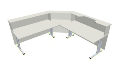Empfangstheke Solid Winkeltheke 240x240 cm K3 Weiß Innenansicht