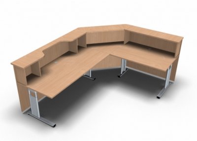 Empfangstheke Solid 260x200cm Buche Innenansicht