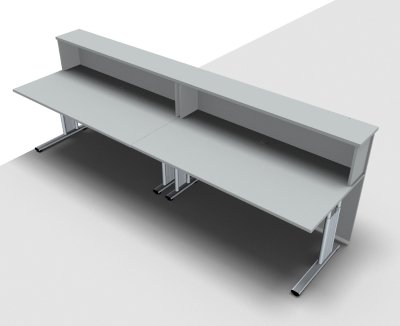 Empfangstheke Solid 320 cm gerade lichtgrau Innenansicht