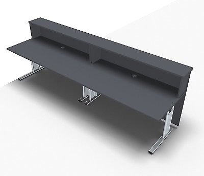 Empfangstheke Solid 320 cm gerade onyxgrau Innenansicht