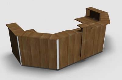Empfanstheke Solid 340 x 160 cm Nussbaum Frontansicht
