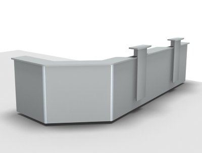 Empfanstheke Solid 400 x 160 cm Frontansicht Lichtgrau