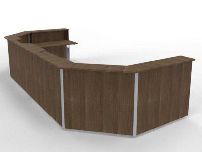 Empfangstheke 480 x 200 cm U-Form Nussbaum