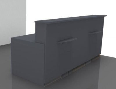 Empfangstheke Solid 240 cm gerade Onyx-Grau Frontansicht