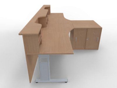 Empfangstheke Solid PC2 360 cm Doppelarbeitsplatz Buche