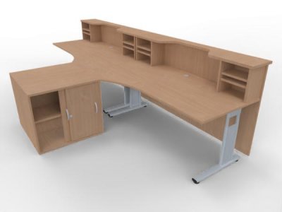 Empfangstheke Solid PC2 360 cm Doppelarbeitsplatz Buche