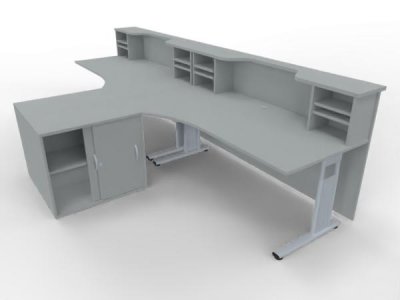 Empfangstheke Solid PC2 360 cm Doppelarbeitsplatz Lichtgrau