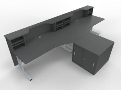 Empfangstheke Solid PC2 360 cm Doppelarbeitsplatz Onyxgrau