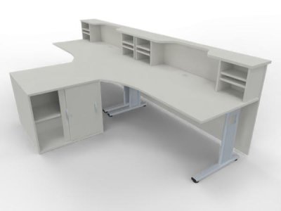Empfangstheke Solid PC2 360 cm Doppelarbeitsplatz Weiß