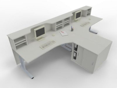 Empfangstheke Solid PC2 360 cm Doppelarbeitsplatz Weiß