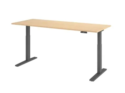 Ergonomischer Schreibtisch 200 x 80 cm Gestellfarbe Grafit Tischplatte Ahorn