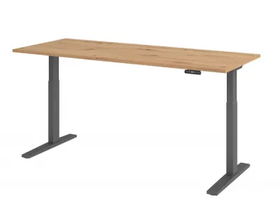 Ergonomischer Schreibtisch 200 x 80 cm Gestellfarbe Grafit Tischplatte Asteiche