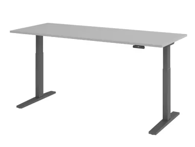 Ergonomischer Schreibtisch 200 x 80 cm Gestellfarbe Grafit Tischplatte Lichtgrau