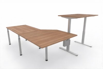 Ergonomischer Winkelschreibtisch VXY10 243x240 cm Nussbaum