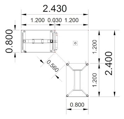 Ergonomischer Winkelschreibtisch VXY10 243x240 cm Zeichnung
