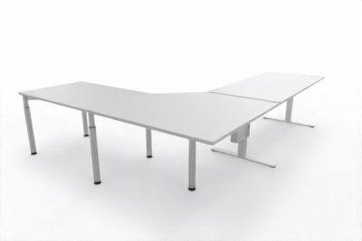 Winkelschreibtisch elektrisch VXY12 303x240 cm Lichtgrau