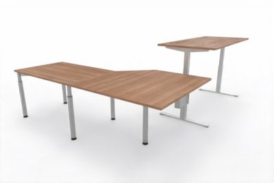 Winkelschreibtisch elektrisch VXY12 303x240 cm Nussbaum