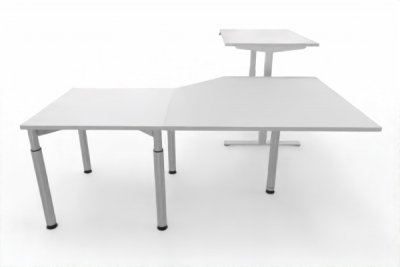 Ergonomischer Winkelschreibtisch VXY7 243 x 200 cm Lichtgrau