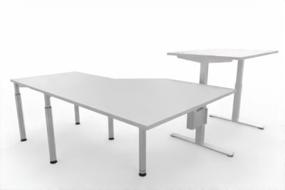Ergonomischer Winkelschreibtisch VXY7 243 x 200 cm Lichtgrau