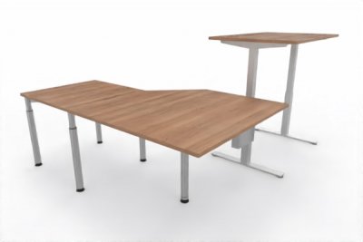 Ergonomischer Winkelschreibtisch VXY7 243 x 200 cm Nussbaum