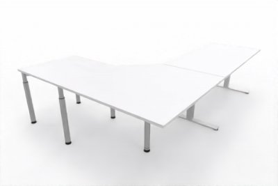 Ergonomischer Winkelschreibtisch VXY8 283 x 200 cm Weiß