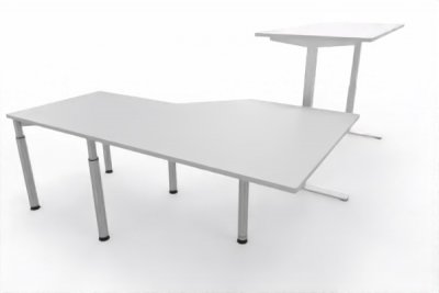 Ergonomischer Winkelschreibtisch VXY9 303 x 200 cm Lichtgrau