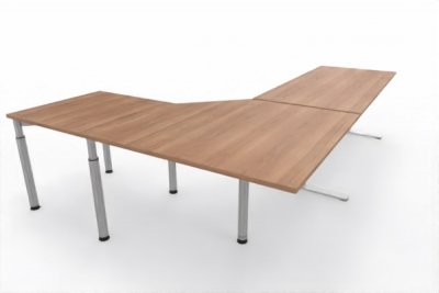 Ergonomischer Winkelschreibtisch VXY9 303 x 200 cm Nussbaum