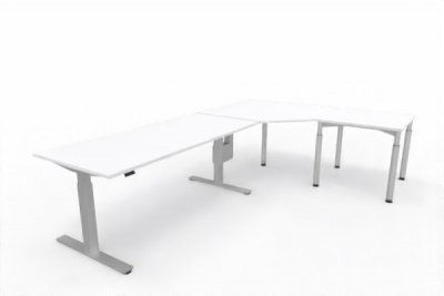 Ergonomischer Winkelschreibtisch VXY9 303 x 200 cm Weiß