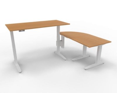 Winkelschreibtisch XBM10 Buche Gestell Weiß